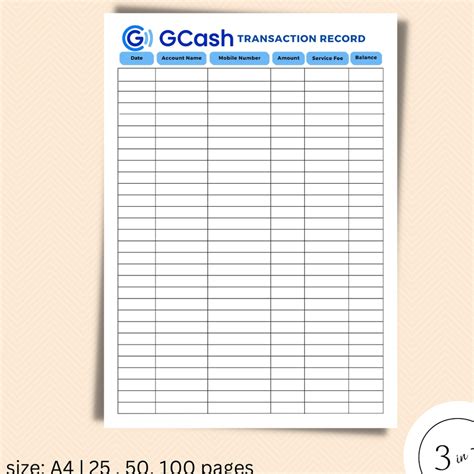 gcash tracker printable